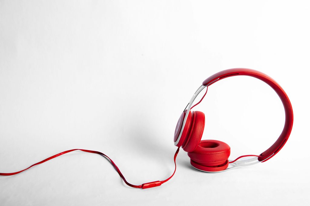 red headphone
